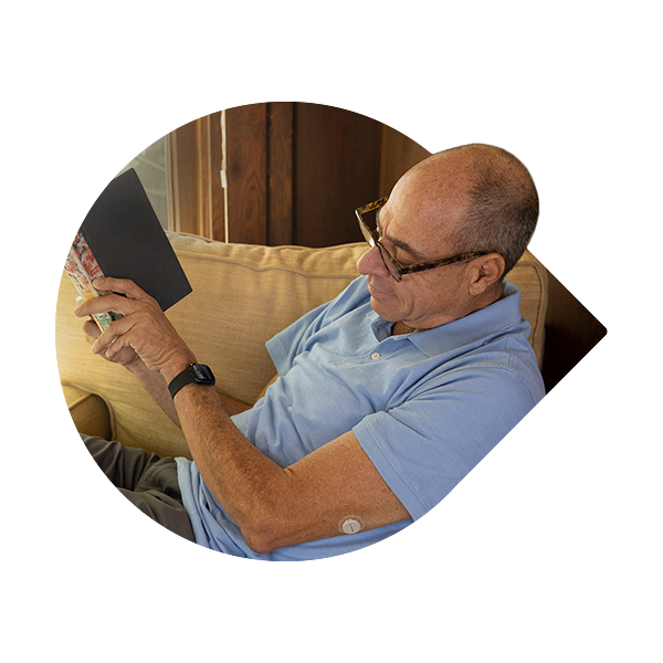 Patient, checking his glucose readings